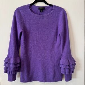 Charter Club 100% Cashmere Purple Ruffle Sleeve Sweater M